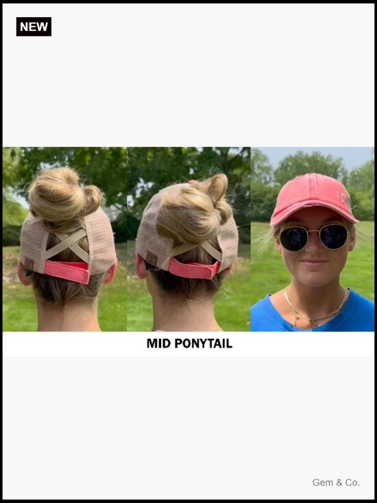 Women\'s Baseball Cap with Ponytail Hole Criss Cross Back Adjustable main image 7